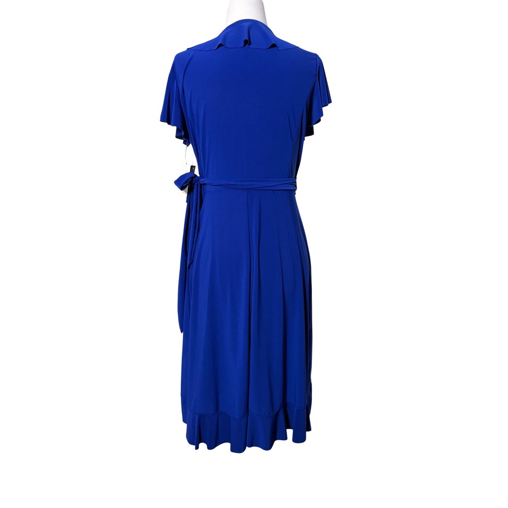 NWT Tash + Sophie Royal Blue Ruffle Wrap Dress Flutter Sleeve Cocktail Dress - Picture 2 of 4